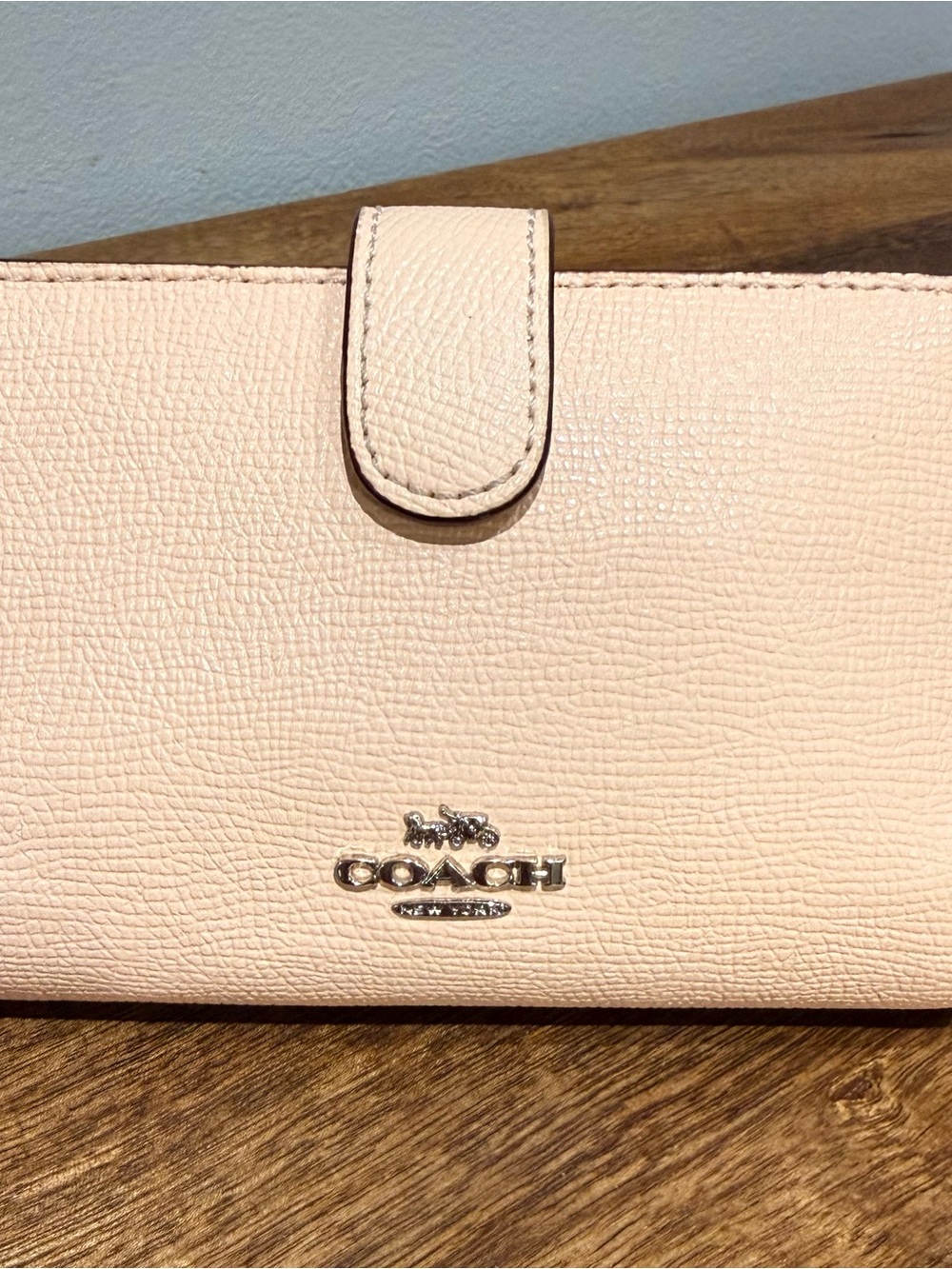 Coach F11484 Medium Corner Zip Wallet Light Pink Blush Crossgrain Leather